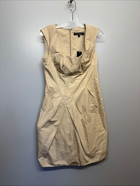 Lida Baday NWT Silk Champagne Draped Cowl Neck Sheath Cocktail Dress